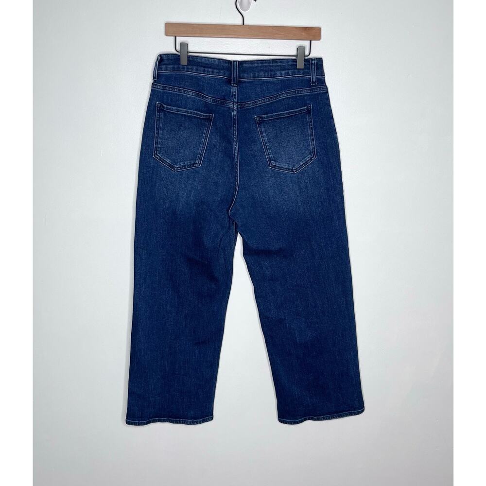 Quince Stretch High Rise Patch Pocket Wide Leg Jeans Size 31 Dark Wash Organic - Picture 8 of 12